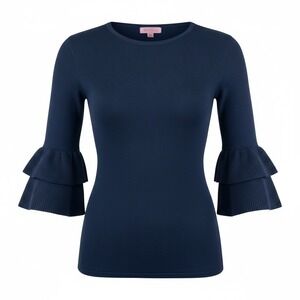 Lilly Pulitzer Navy Acrylic Knit Bell Sleeve Sweater Top XS